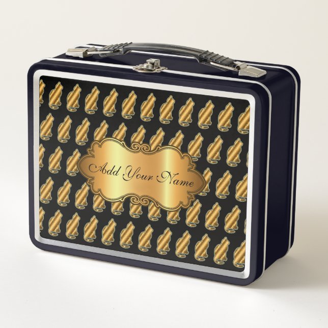Lunch Box Chat Or Moderne Luxe Ajouter Votre Texte (Devant)