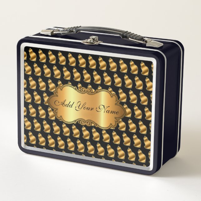 Lunch Box Chat Or Moderne Luxe Ajouter Votre Texte (Devant)