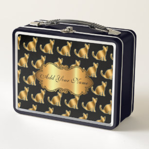 Lunch Box Chat Or Moderne Luxe Ajouter Votre Texte