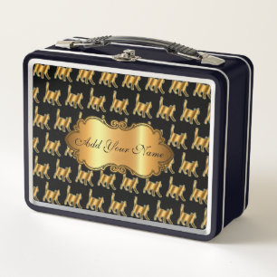 Lunch Box Chat Or Moderne Luxe Ajouter Votre Texte