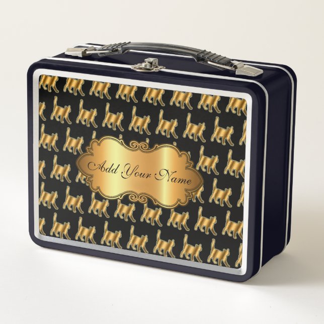 Lunch Box Chat Or Moderne Luxe Ajouter Votre Texte (Devant)