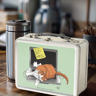 Lunch Box Chat Orange Drôle Ordinateur Portable Vert Travail