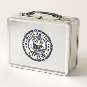 Lunch Box Chat Punk Skateur Drôle Conception pour Amateur de