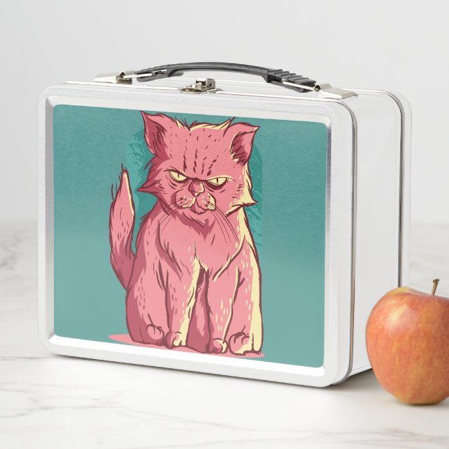 Lunch Box Chat Rose Drôle (En situation)