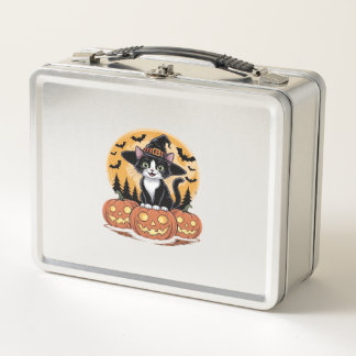 Lunch Box Chat Smoking Tuxedo Halloween Sorcière Citrouilles