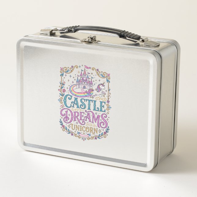 Lunch Box Château de licorne Rêves Licorne Fond blanc Pri (Devant)
