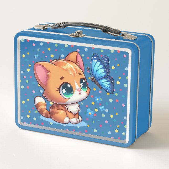 Lunch Box Chaton/chat mignon & papillon  (Devant)