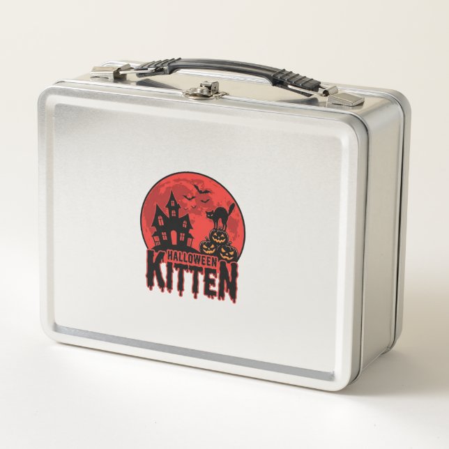Lunch Box Chaton d'Halloween Maison Hantée Chat Graphique_1 (Devant)
