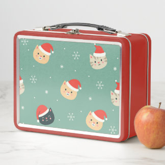 Lunch Box Chats de Noël avec chapeaux de Père Noël Motif
