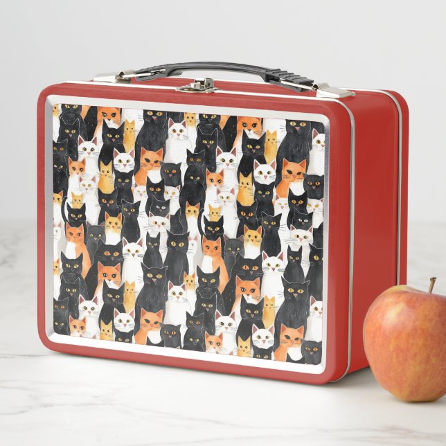 Lunch Box Chats Kitty Blanc Noir (En situation)