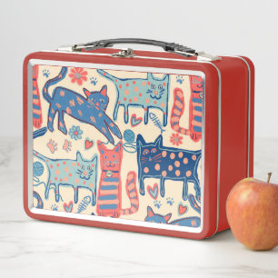 Lunch Box Chats Rétro Imprimé