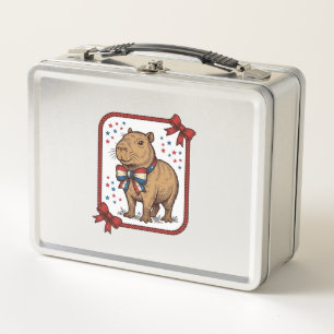 Lunch Box Chemise à nœud papillon capybara patriotique vinta