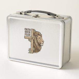 Lunch Box Chemise chrétienne vintage Croix Lion Foi Sur La P