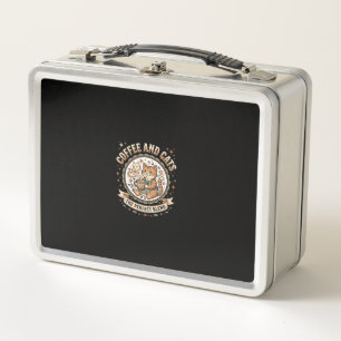 Lunch Box Chemise d'art vectoriel vintage Café et chats Chat