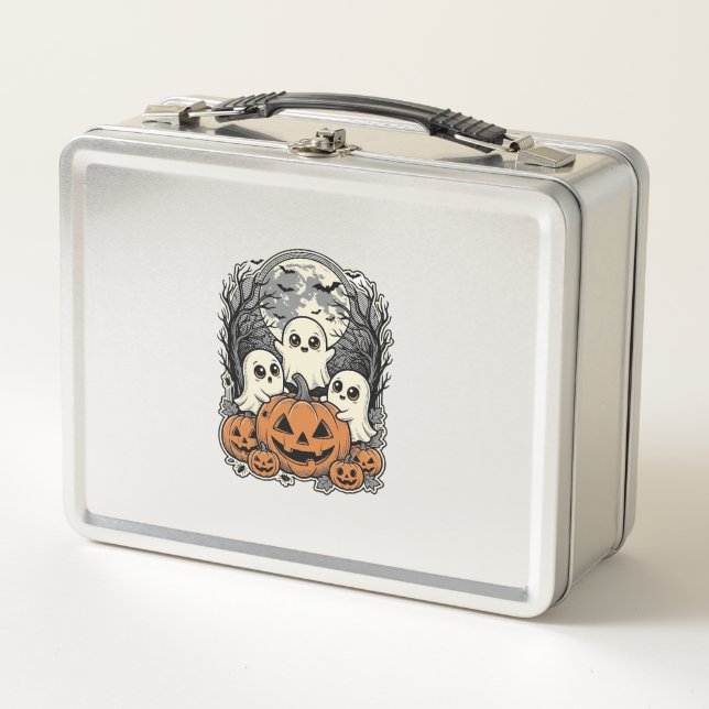Lunch Box Chemise de citrouille fantôme mignonne Gravure vin (Devant)