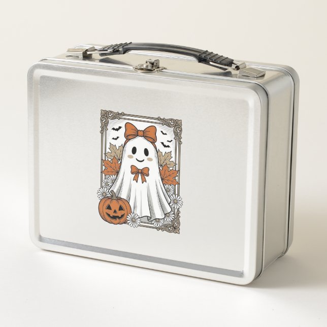 Lunch Box Chemise de fantôme Halloween mignonne gravure vint (Devant)