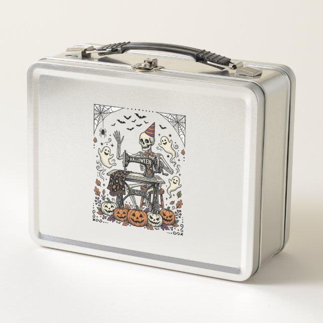 Lunch Box Chemise de machine à coudre squelette Halloween Vi (Devant)