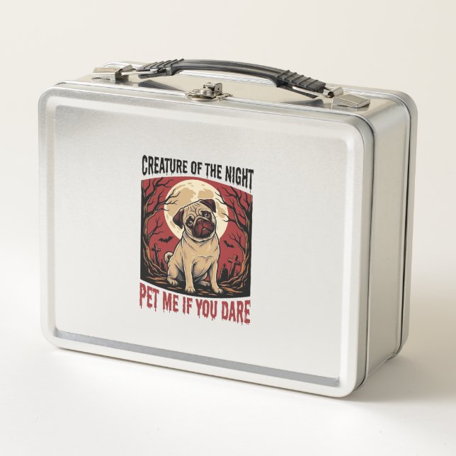 Lunch Box Chemise de pug Halloween avec cimetière effrayant  (Devant)