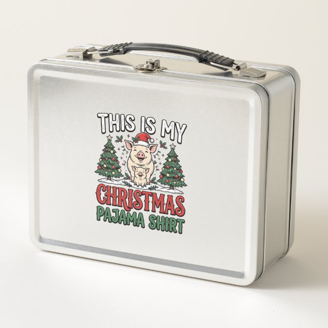 Lunch Box Chemise de pyjama de Noël Cochon Mignon Vacances V (Devant)