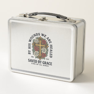 Lunch Box Chemise florale à croix chrétienne Sauvé par la gr