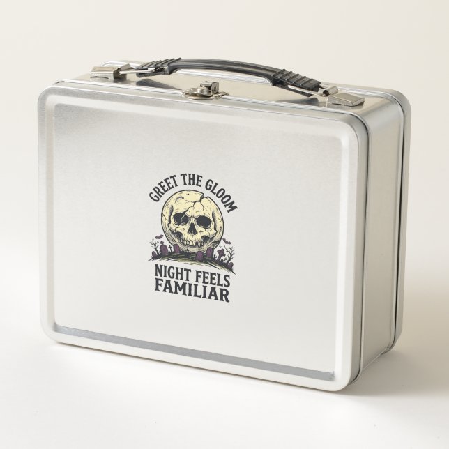Lunch Box Chemise graphique de crâne de lune effrayant Hallo (Devant)