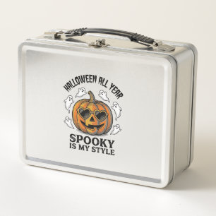 Lunch Box Chemise gravée fantôme citrouille Halloween vintag