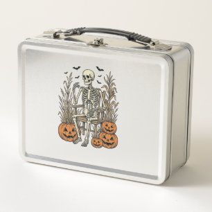Lunch Box Chemise Halloween squelette vintage et citrouilles