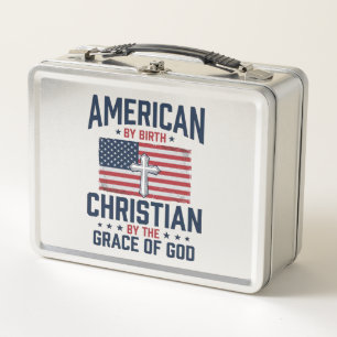 Lunch Box Chemise Vintage Croix du Drapeau Chrétien Américai