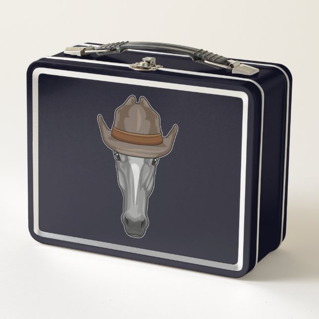 Lunch Box Cheval comme Cowboy avec Casquette (Devant)