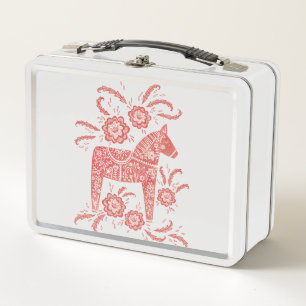 Lunch Box Cheval de Dala suédois Rouge et blanc