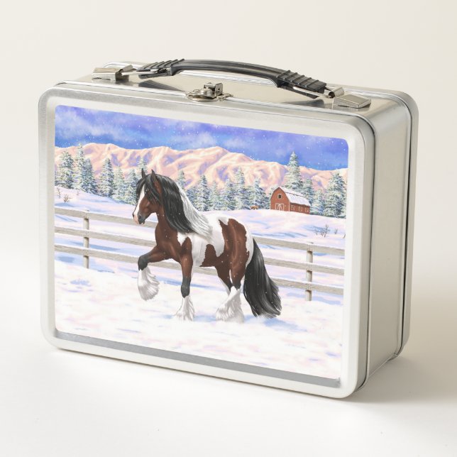 Lunch Box Cheval de Tinker Tinker Gypsy Vanner Brown Pinto (Devant)