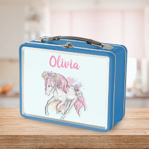 Lunch Box Cheval mignon avec des fleurs Retour à l'école fil