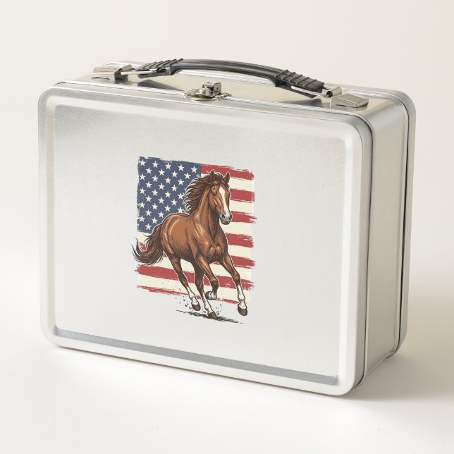 Lunch Box Cheval patriotique conception vectorielle occident (Devant)