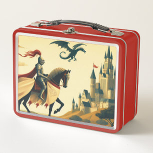 Lunch Box Chevalier médiéval/wyvern /château fantasy