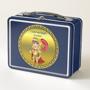 Lunch Box Chevalier or et rouge dans son armure et casque