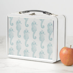 Lunch Box Chevaux de mer tropicaux, Motif hippocampe - gris