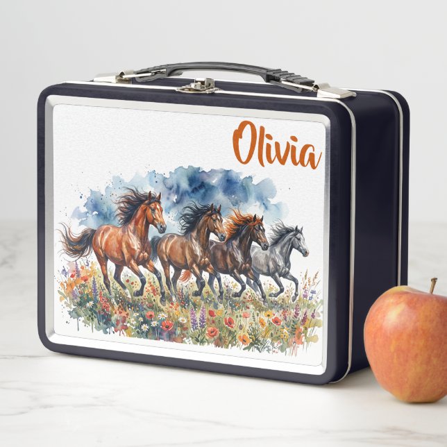 Lunch Box Chevaux en course École personnalisée (En situation)