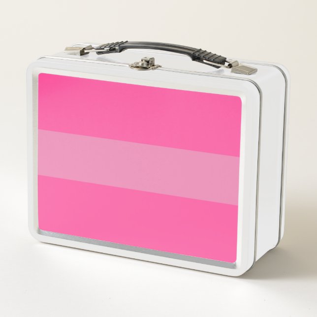 Lunch Box Chic Sleek Deux Tonalités Rose Clair Stripes Sans  (Devant)