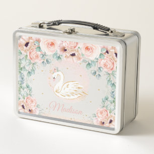 Lunch Box Chic Swan Princess Blush Poppy Gold Floral