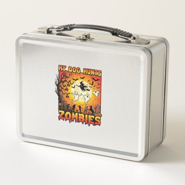 Lunch Box Chien Chasse Les Zombies Halloween Fantômes Sorciè (Devant)