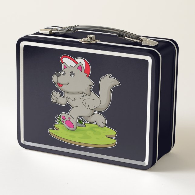 Lunch Box Chien comme coureur avec Casquette (Devant)