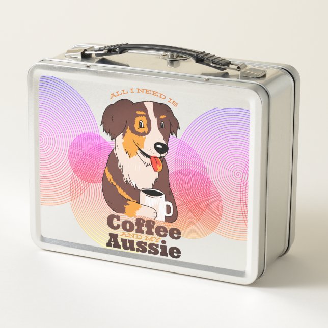 Lunch Box Chien de ferme Aussie Shepherd amateur de caféine (Dos)