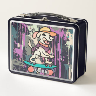 Lunch Box Chien de rue rétro sur skateboard | Drôle
