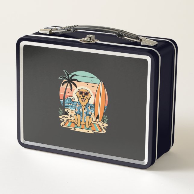 Lunch Box Chien de surf Rétro Plage Été (Devant)