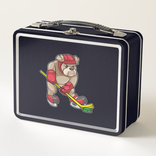 Lunch Box Chien de taureau au hockey sur glace avec bâton de (Devant)