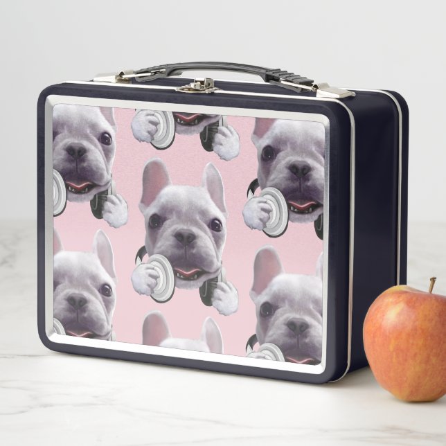 Lunch Box Chien de taureaux français avec casque Illustratio (En situation)