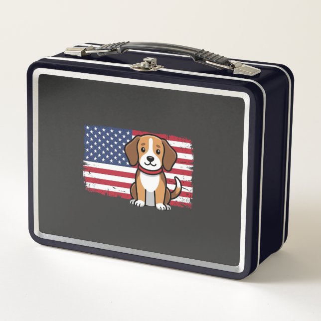 Lunch Box Chien Drapeau Américain Vectoriel Patriotique (Devant)