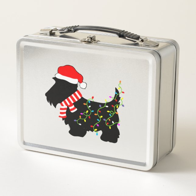 Lunch Box Chien écossais de Noël avec lumières (Devant)
