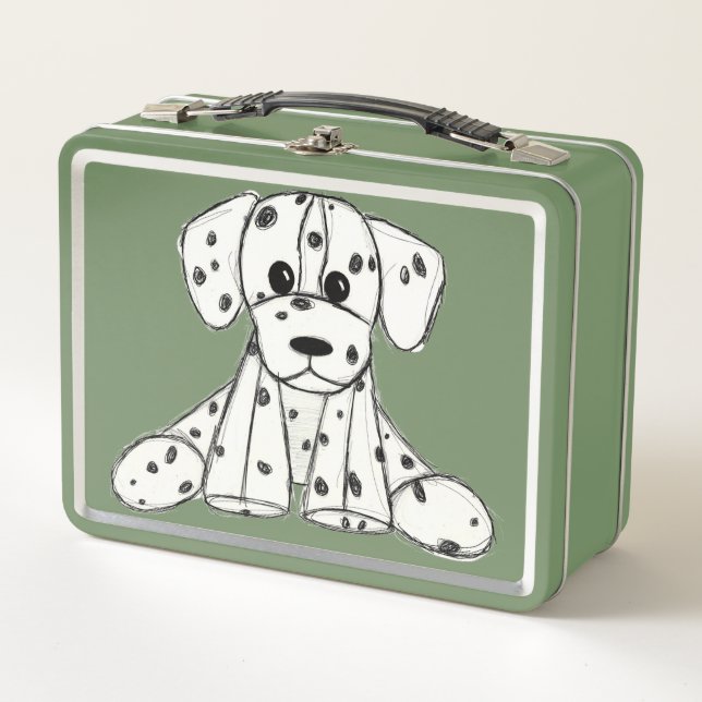Lunch Box Chien en dalmate dessin simple noir (Devant)