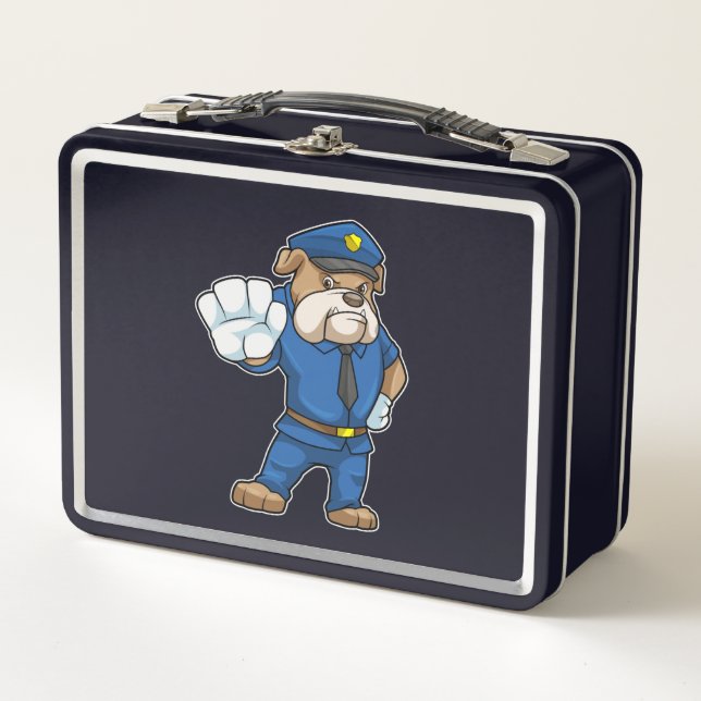 Lunch Box Chien en policier avec uniforme (Devant)